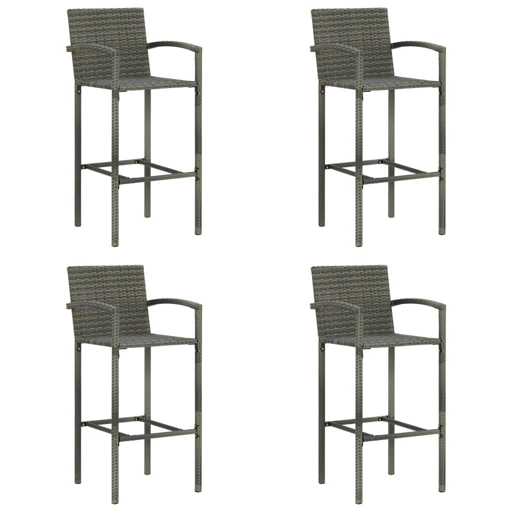 vidaXL Bar Stools 2 pcs Black Poly Rattan