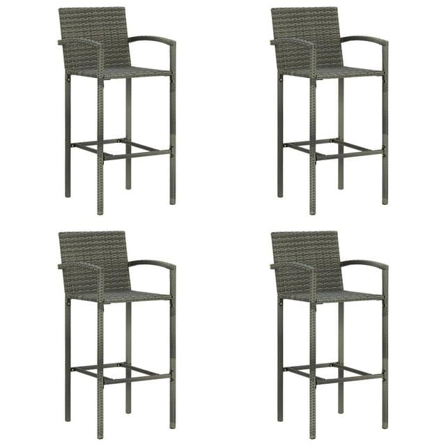vidaXL Bar Stools 2 pcs Black Poly Rattan
