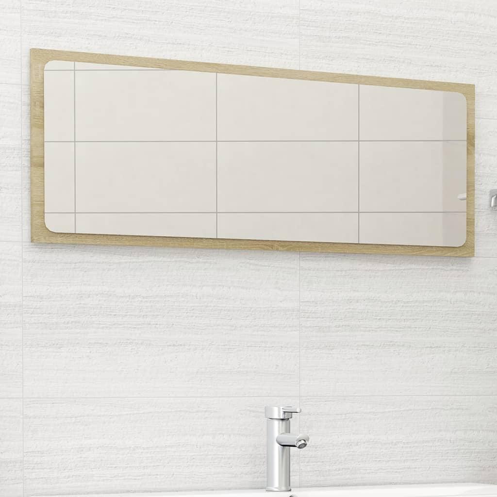 Sonoma Oak 39.4" Contemporary Bathroom Mirror with Storage Shelf