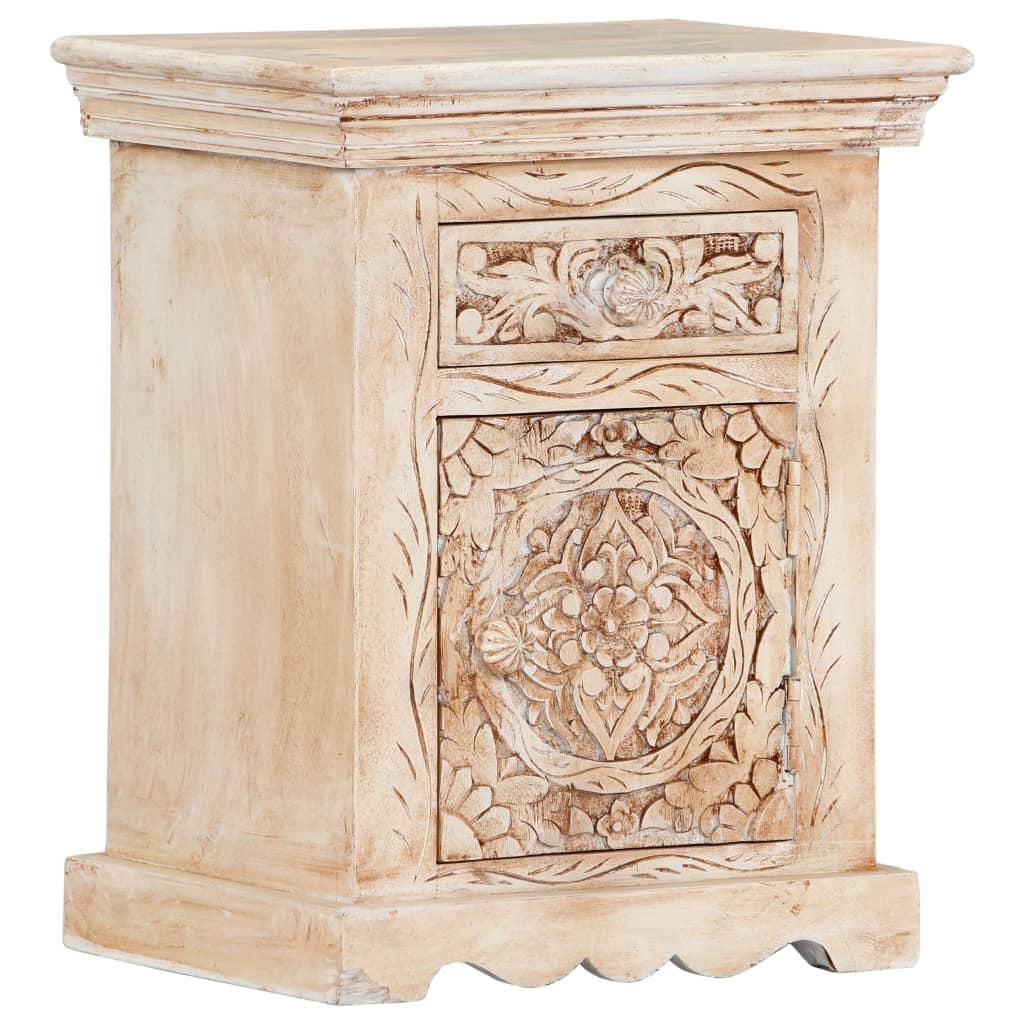 Elegant Solid Mango Wood Bedside Cabinet with Polished Finish