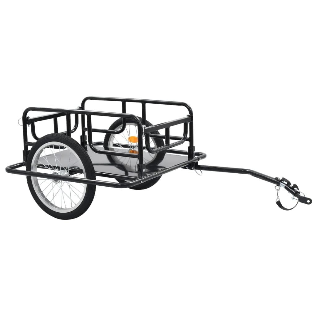 Black Steel Two-Wheeled Bike Cargo Trailer with Quick-Release Hitch