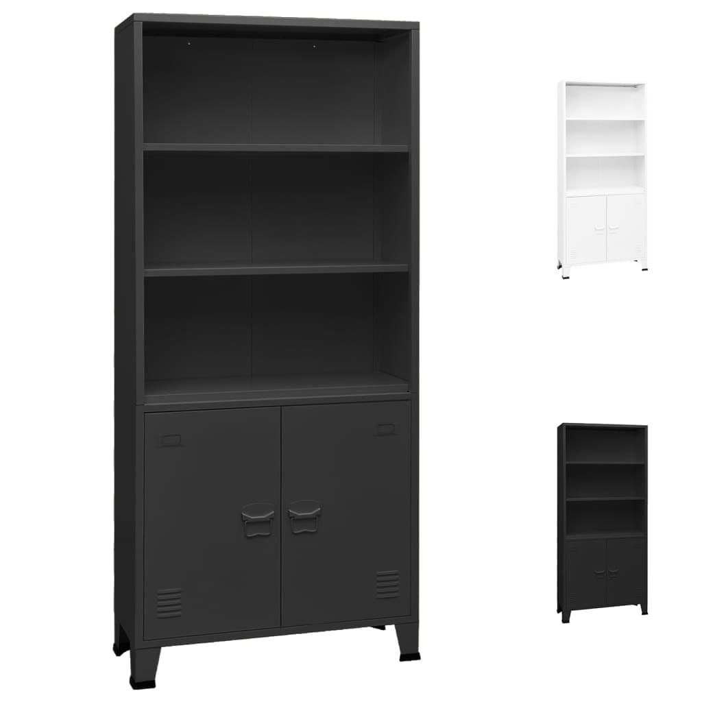 Bookshelf Bookcase with 3 Shelves Decor Cabinet with Display Steel