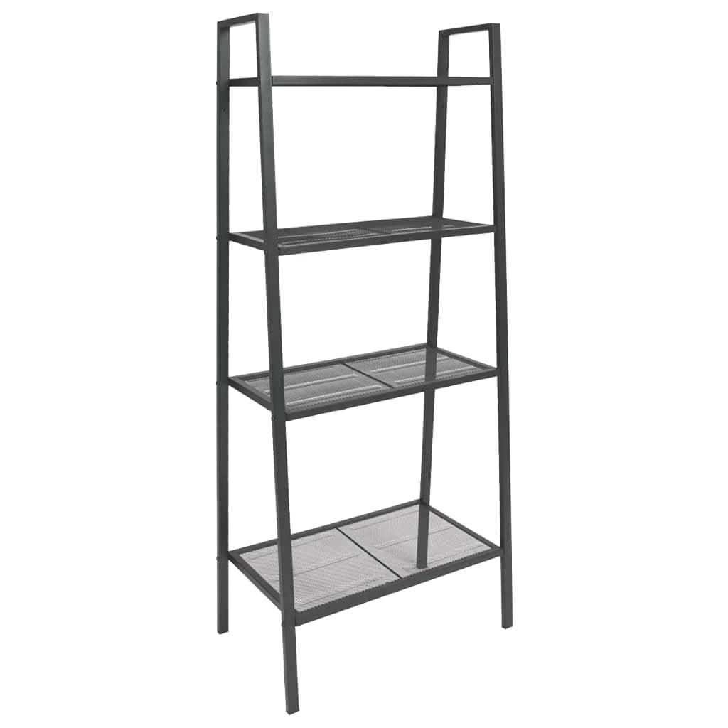 vidaXL Bookshelf Ladder Bookcase Plant Display Shelving Unit 4 Tiers Metal