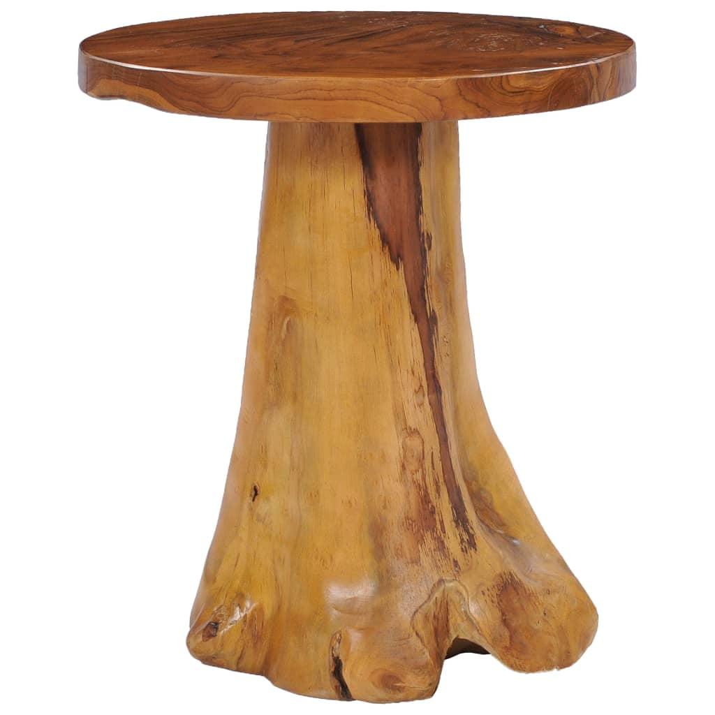 Rustic Charm Solid Teak Wood Round Coffee Table 15.7"