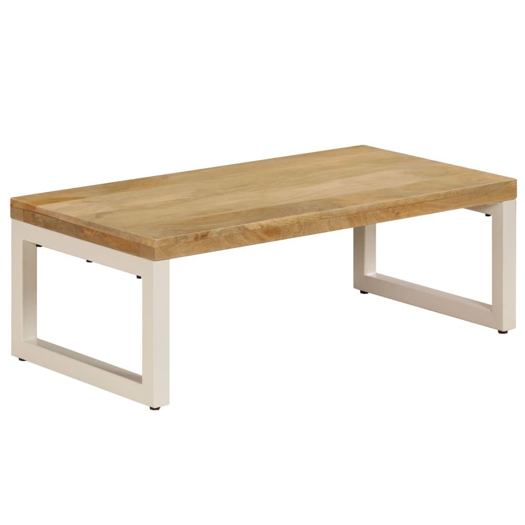 Rectangular Mango Wood and Steel Coffee Table, 39.4"