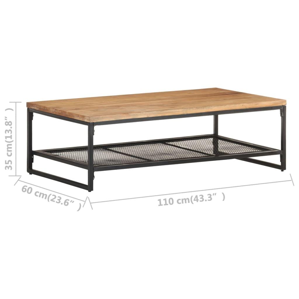 Rustic Acacia Wood Coffee Table with Powder-Coated Iron Legs