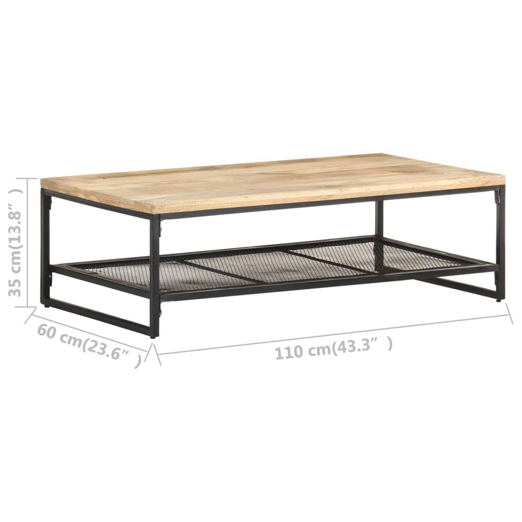 Rustic Mango Wood and Metal Coffee Table with Shelf