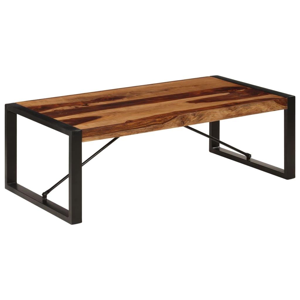 HBLUKDL - Solid Sheesham Wood Coffee Table with Stable Steel Legs - Industrial Style - Unique Grain and Color - Polished  Painted and Lacquered - Easy Assembly - Dimensions 47.2"x23.6