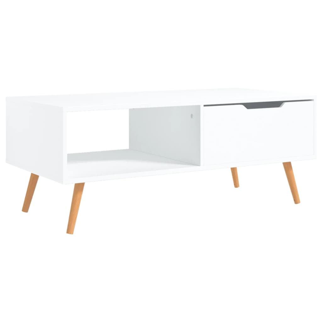 Elegant Rectangular White Engineered Wood Coffee Table