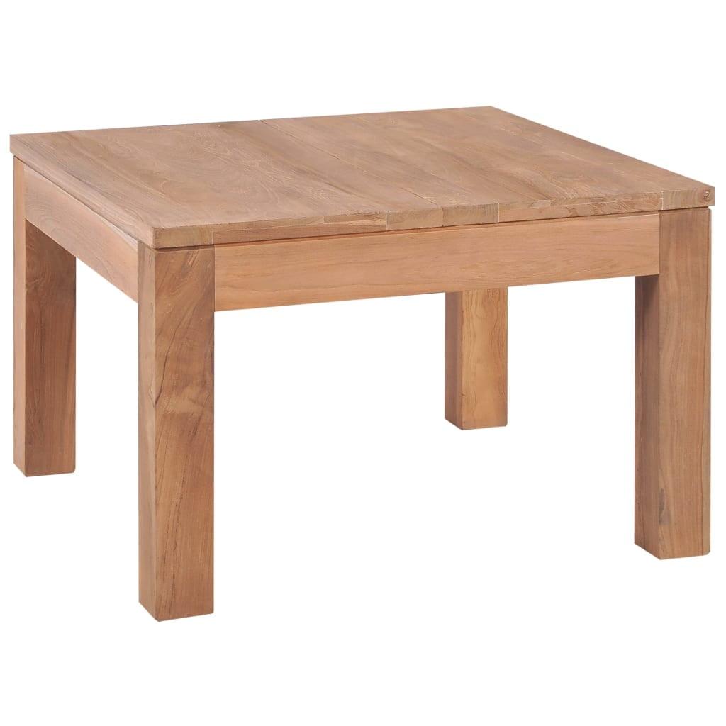 Solid Teak Wood 23.6" Square Coffee Table with Natural Finish