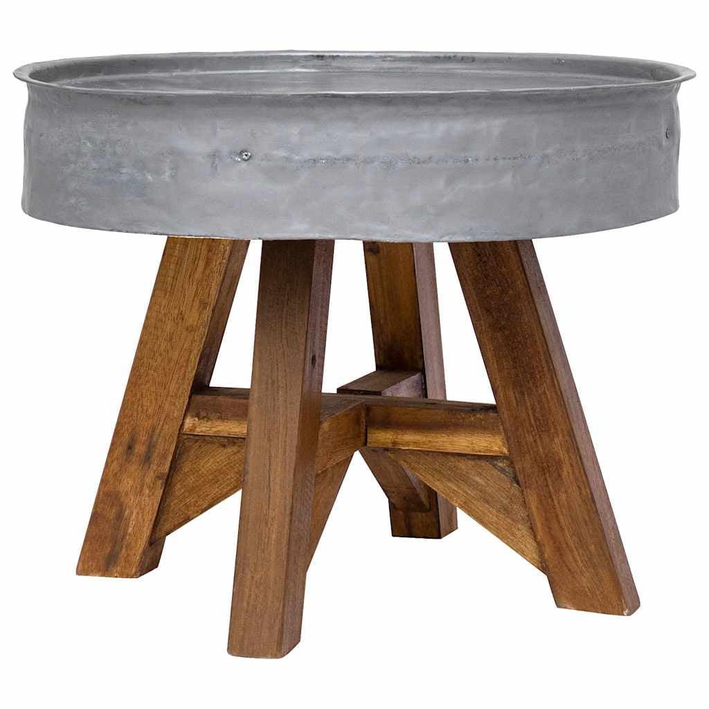 vidaXL Coffee Table Solid Reclaimed Wood 23.6"x17.7" Silver