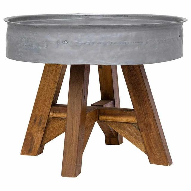 vidaXL Coffee Table Solid Reclaimed Wood 23.6"x17.7" Silver