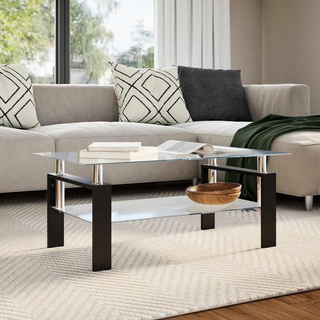 Orren Ellis Paizleigh vidaXL Coffee Table, Tempered Glass Top, Center Table, 37.4''x21.7''x15.7''
