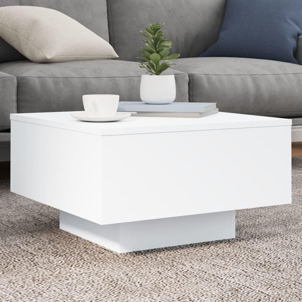 vidaXL Coffee Table with LED Lights White 21.7 in.x21.7 in.x12.2 in.