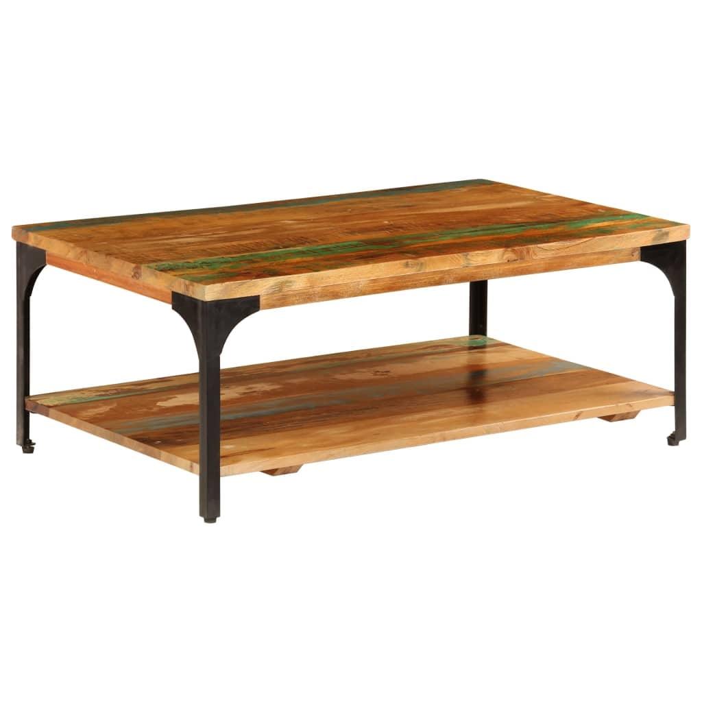 Reclaimed Wood and Metal Coffee Table with Shelf