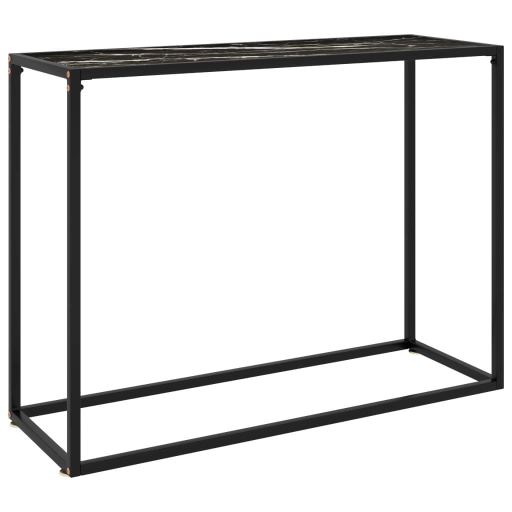 Black Industrial Steel and Glass Console Table with Storage