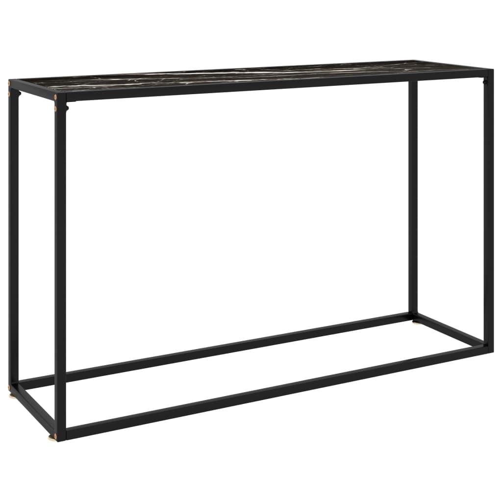 Black Tempered Glass and Metal Console Table 47.2"