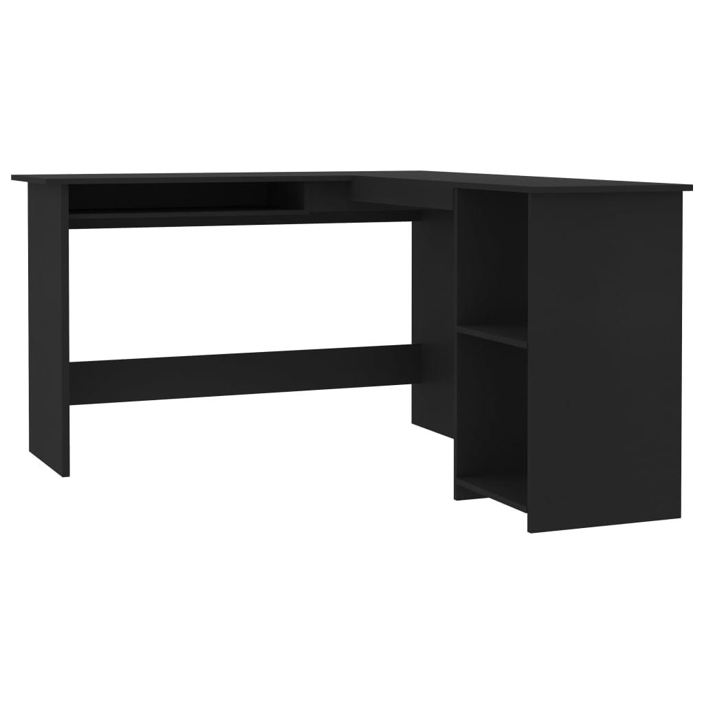 Black L-Shaped Corner Computer Desk with Keyboard Tray