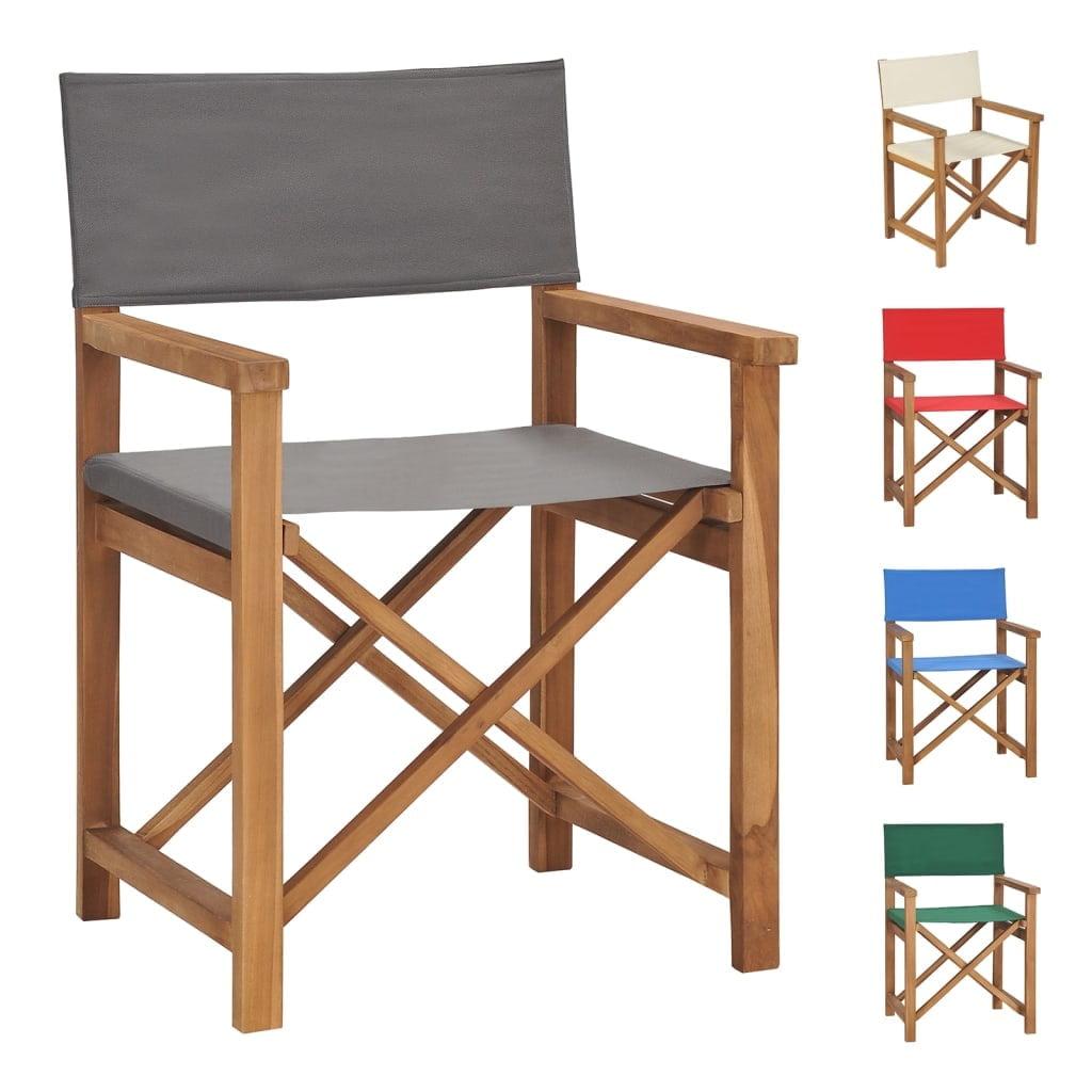 vidaXL Folding Director's Chair Solid Teak Wood