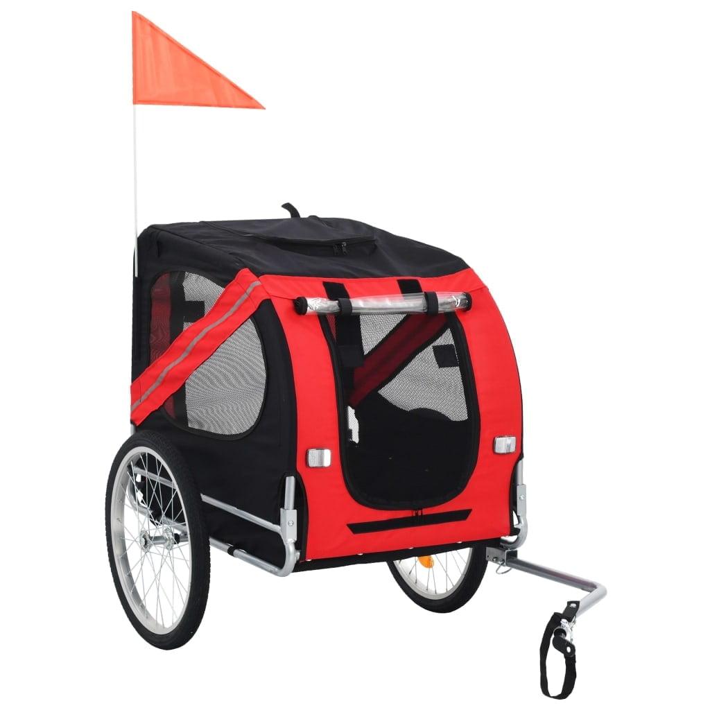 Foldable Red and Black Polyester Dog Bike Trailer