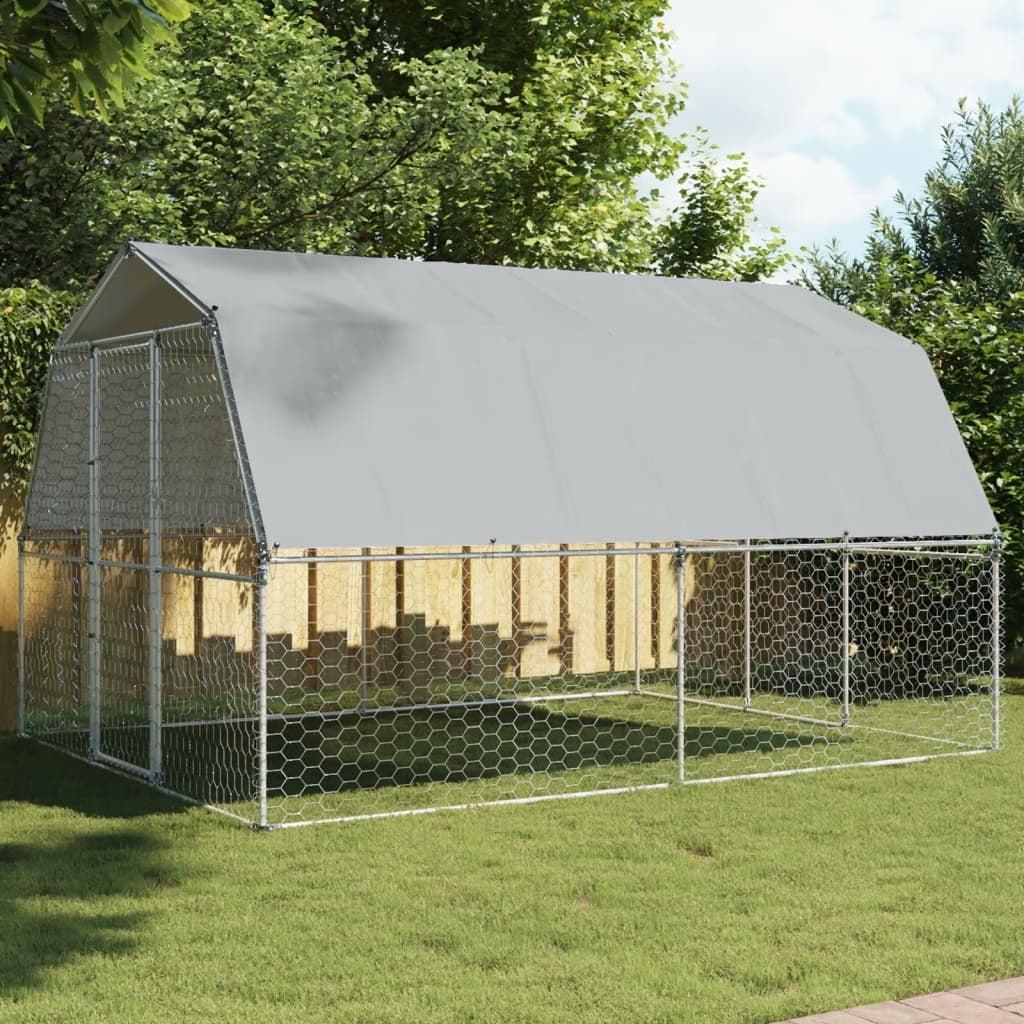 vidaXL Dog Cages with Roof and Door Silver Animal Kennel 2 Pcs Galvanized Steel
