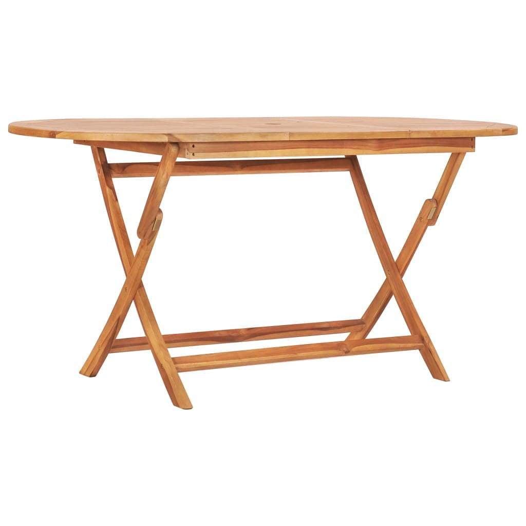 Teak Wood Folding Patio Dining Table 63" Brown