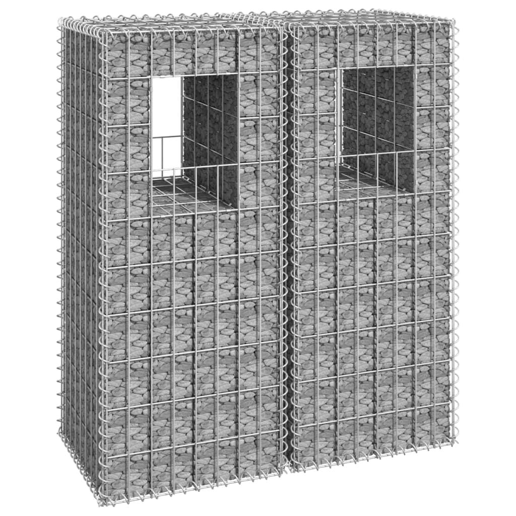 Irfora Gabion Basket Posts 2 pcs 15.7"x15.7"x39.4" Iron