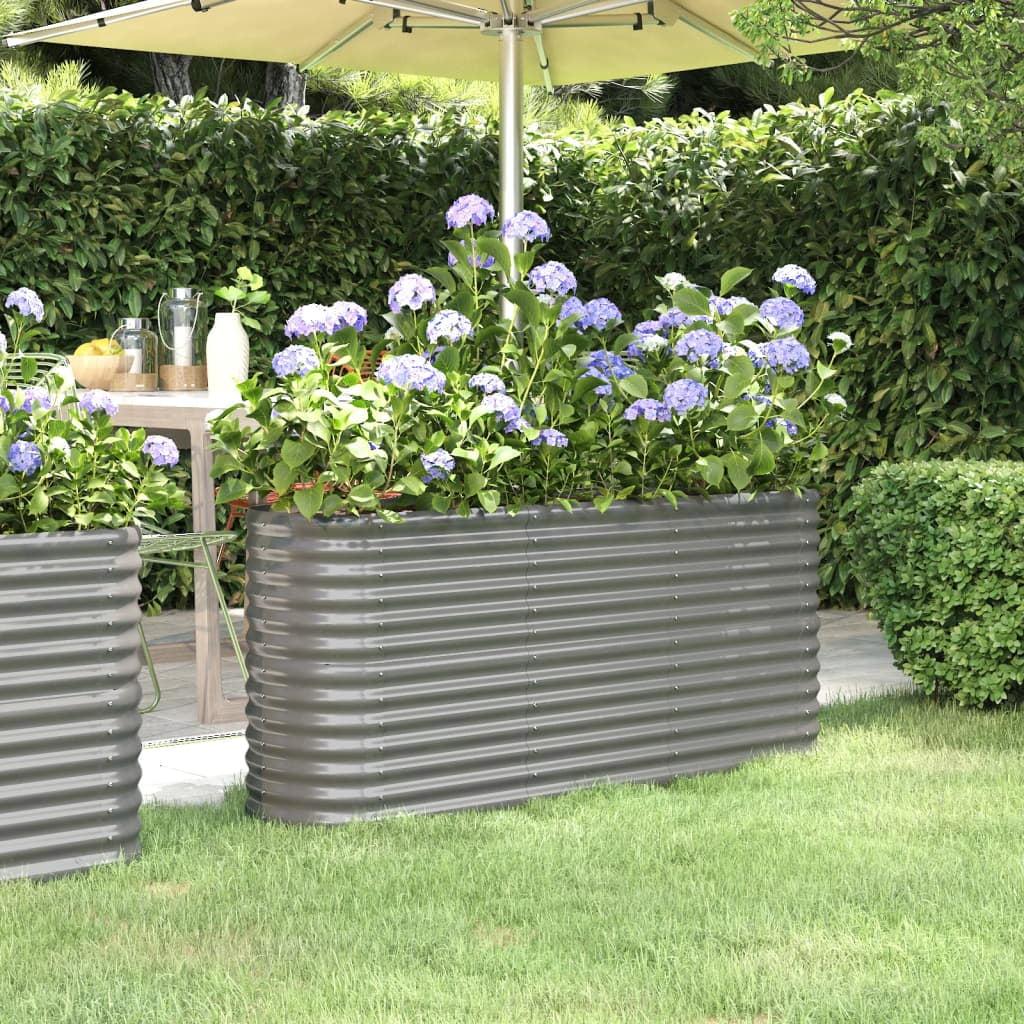 vidaXL Garden Raised Bed Powder-coated Steel 59.8"x31.5"x26.8" Anthracite