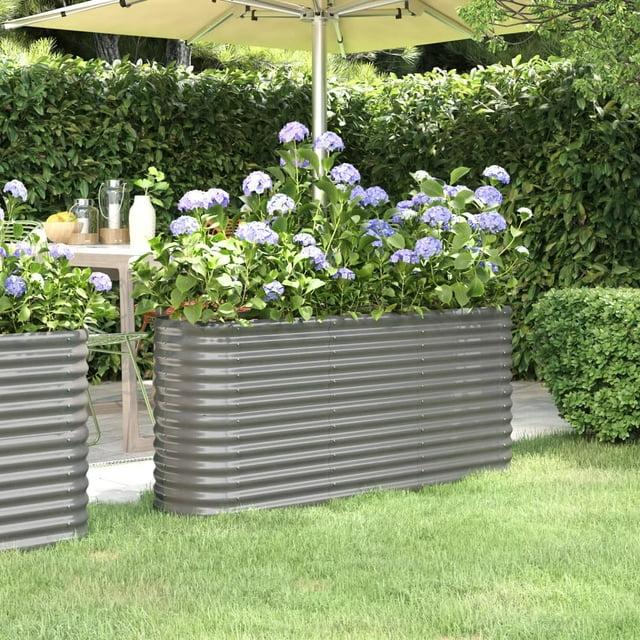vidaXL Garden Raised Bed Powder-coated Steel 59.8"x31.5"x26.8" Anthracite