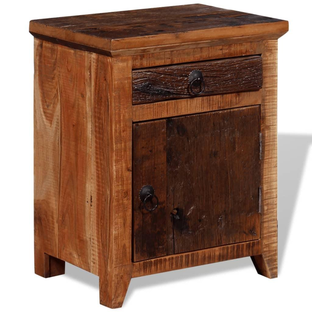 Rustic Brown Solid Acacia Reclaimed Wood Nightstand