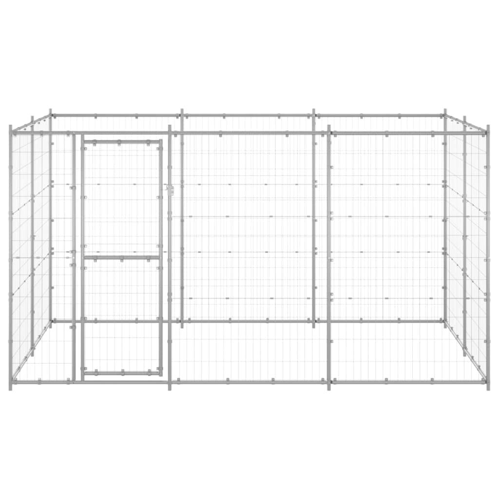 Large Silver Galvanized Steel Outdoor Dog Kennel