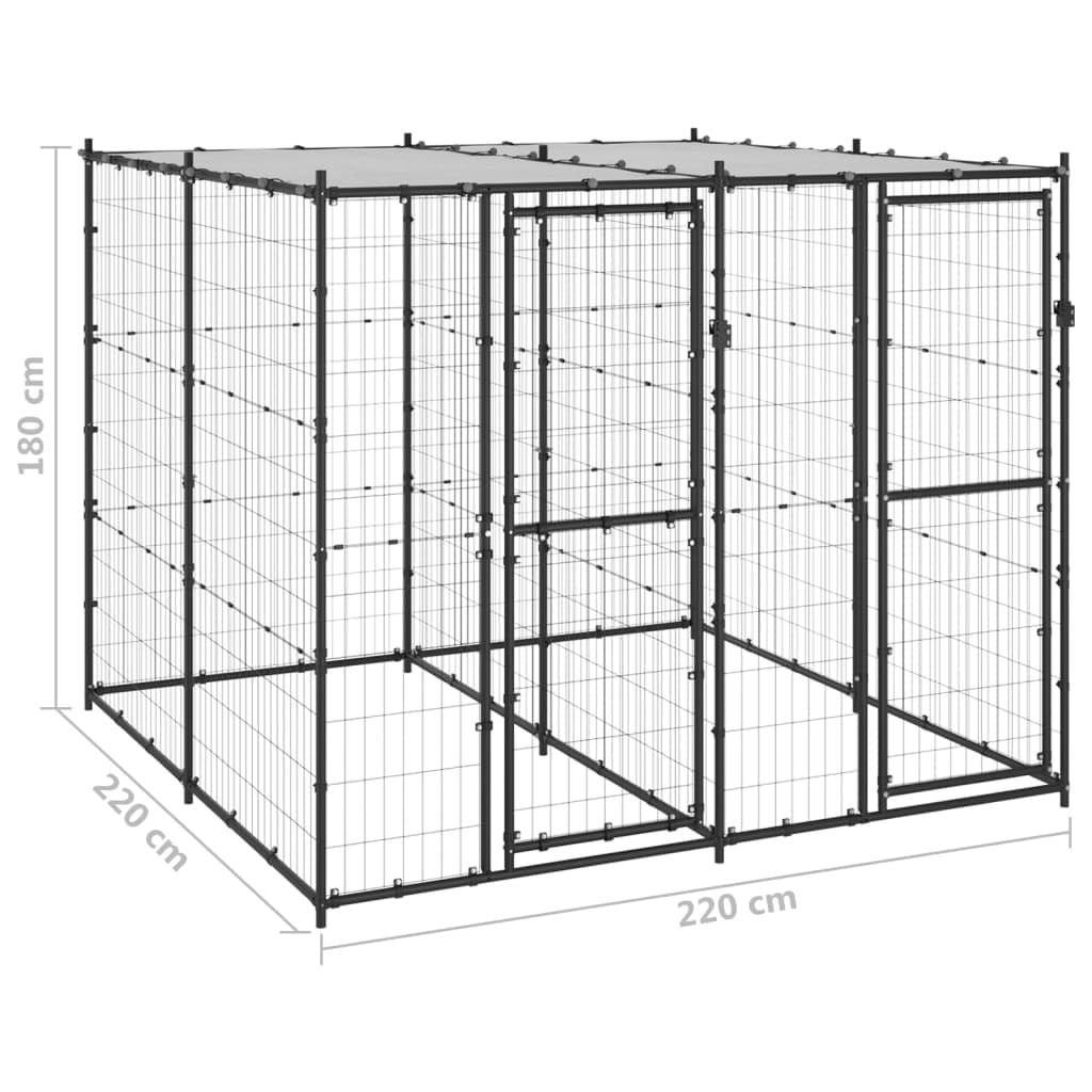 vidaXL Outdoor Dog Kennel Steel with Roof 52.1 ft²