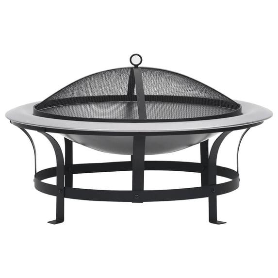 vidaXL Outdoor Fire Pit with Grill Stainless Steel 29.9 in.