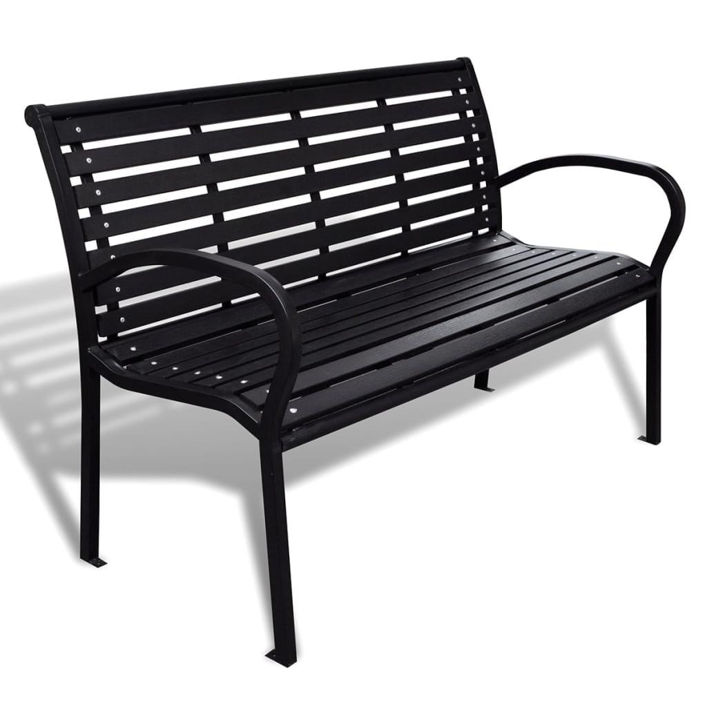 vidaXL Outdoor Patio Bench Garden Park Bench for Backyard Deck Steel and WPC