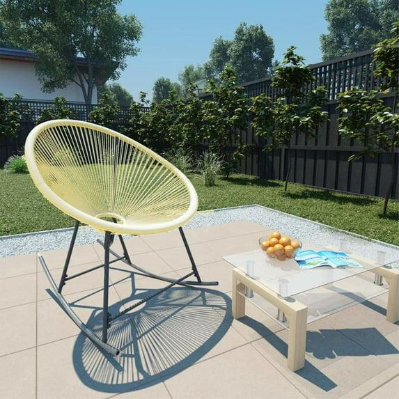 vidaXL Outdoor Rocking Moon Chair Poly Rattan Beige 3140