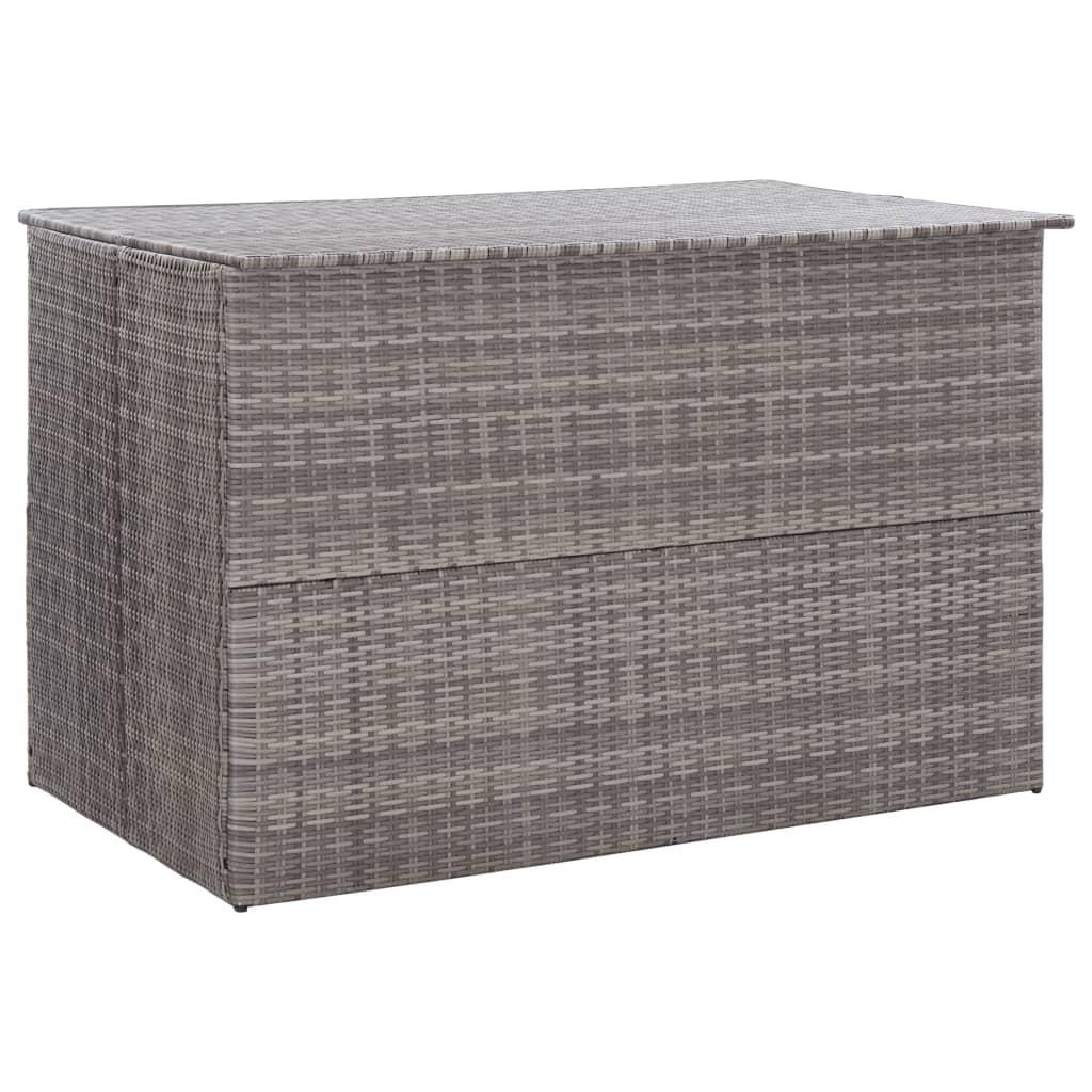 Gray Poly Rattan Outdoor Storage Deck Box with Steel Frame