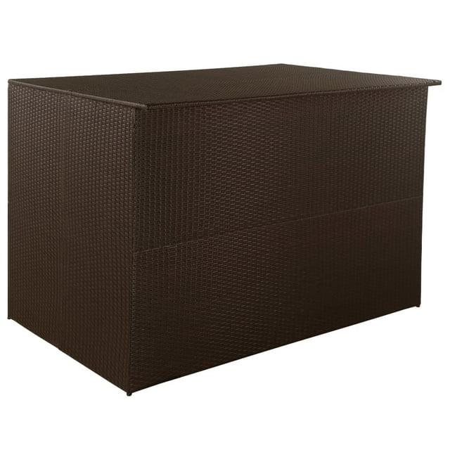 vidaXL Patio Storage Box Brown 59 in.x39.4 in.x39.4 in. Poly Rattan