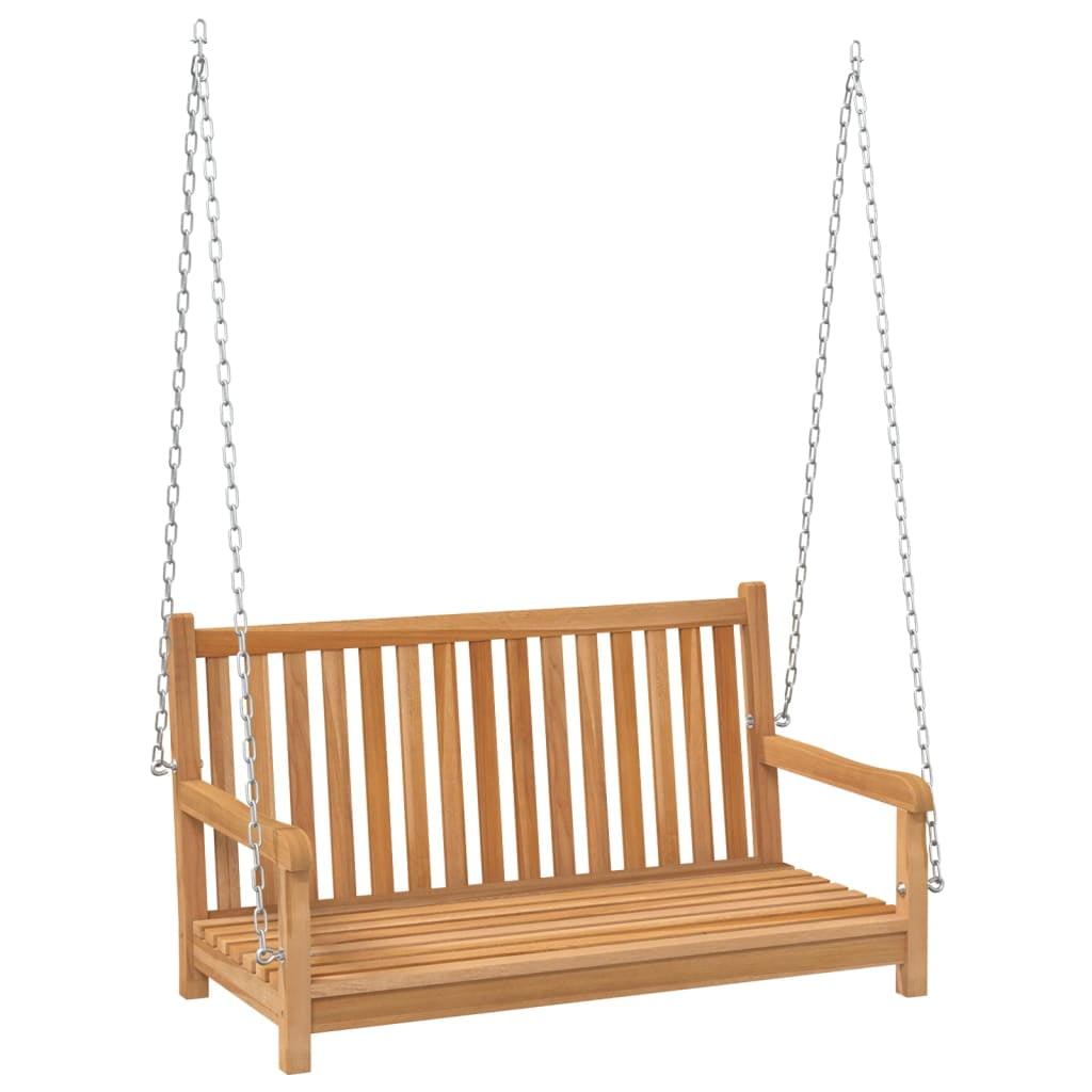 Teak Wood Outdoor Swing Bench with Chains