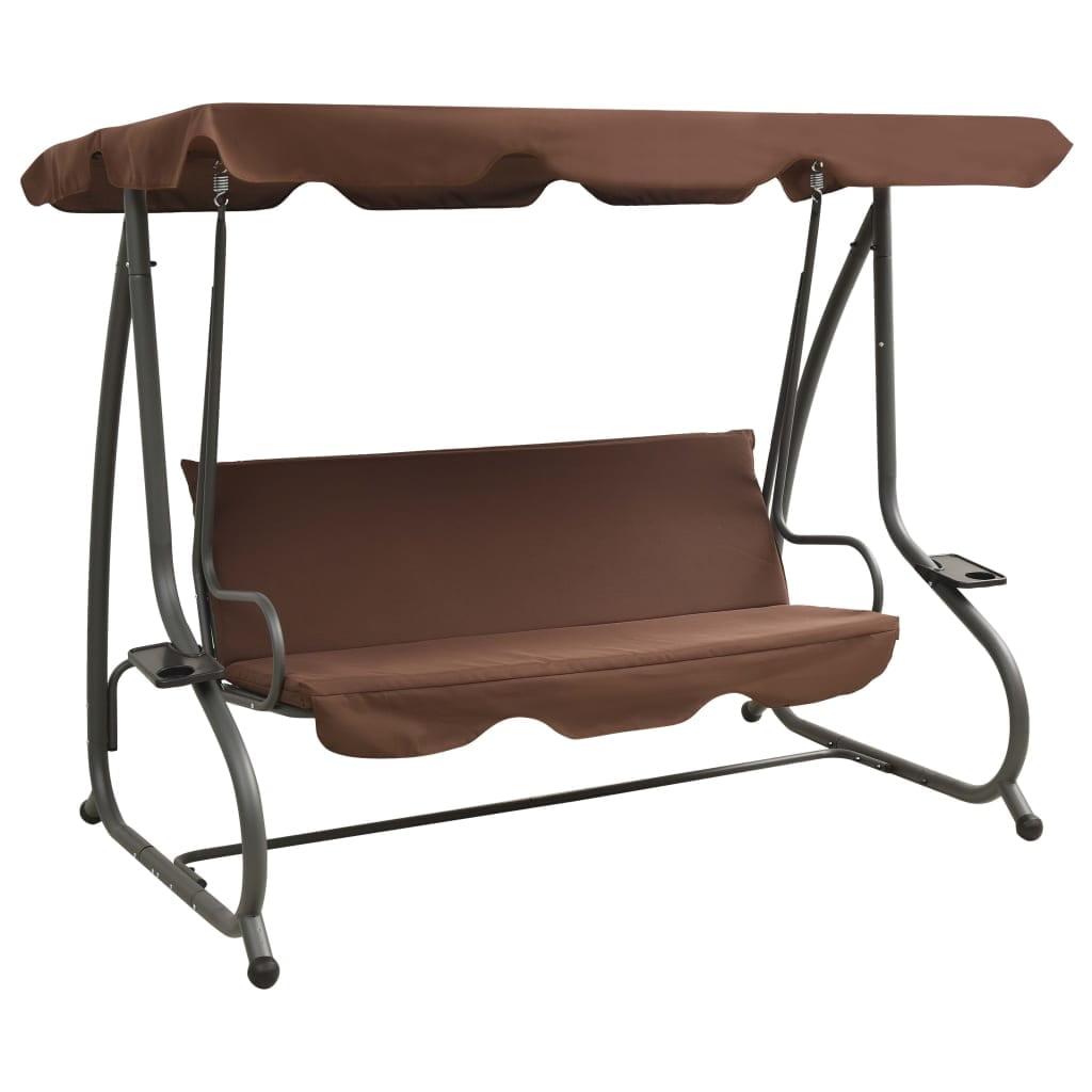 vidaXL Outdoor Swing Bench with Canopy Coffee