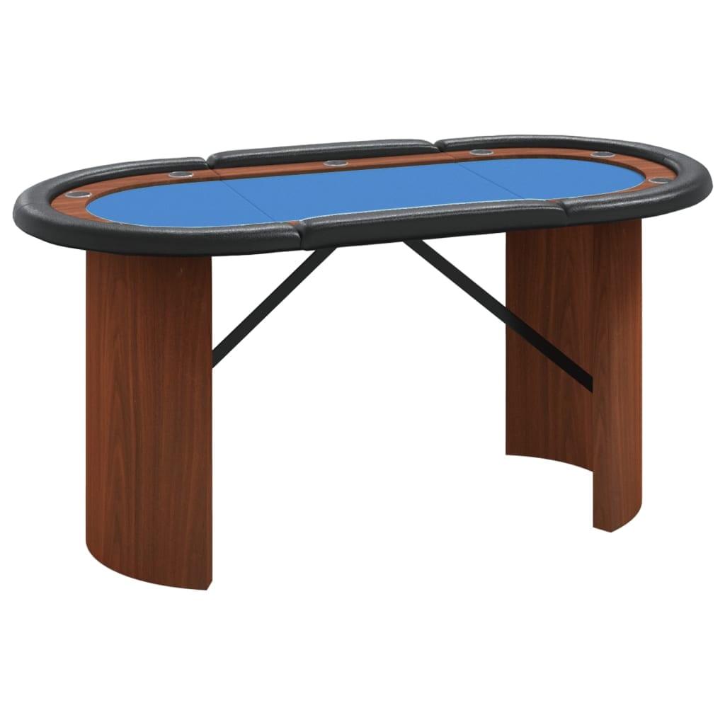 Blue Felt and Wood Texas Holdem Poker Table for 10 Players