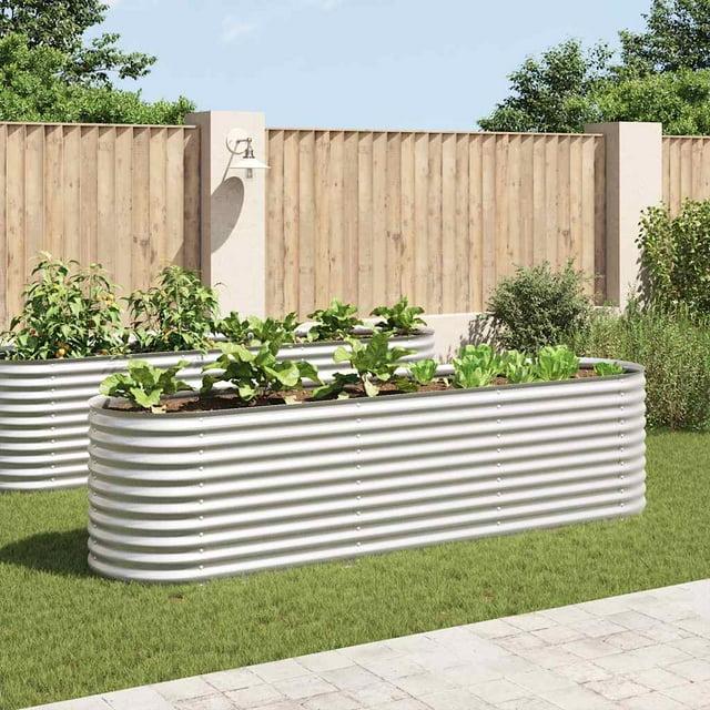 vidaXL Raised Garden Bed Raised Flower Bed Raised Garden Box Galvanized Steel