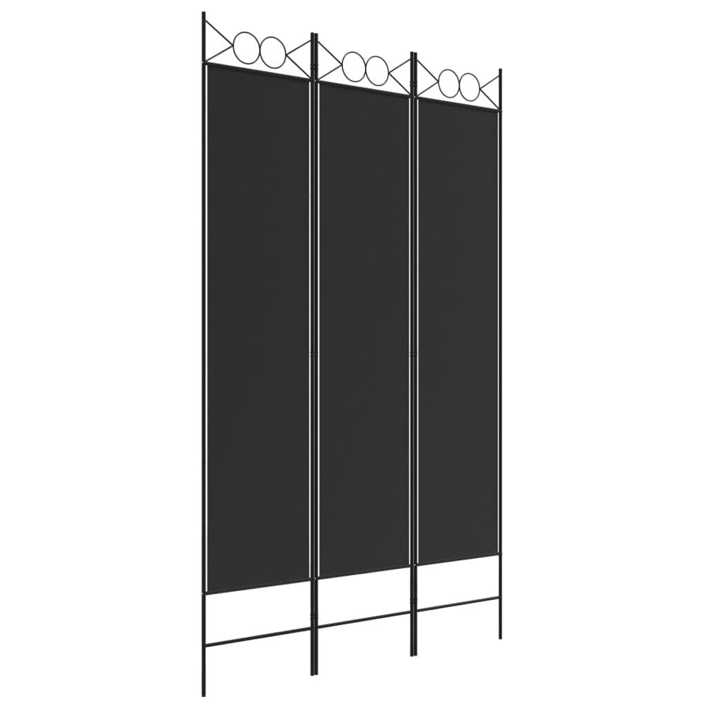 vidaXL 3-Panel Room Divider - Black 47.2"x78.7" Fabric - Versatile Decorative Screen for Indoor Privacy, Sunlight Blocker, Easy to Install and Store