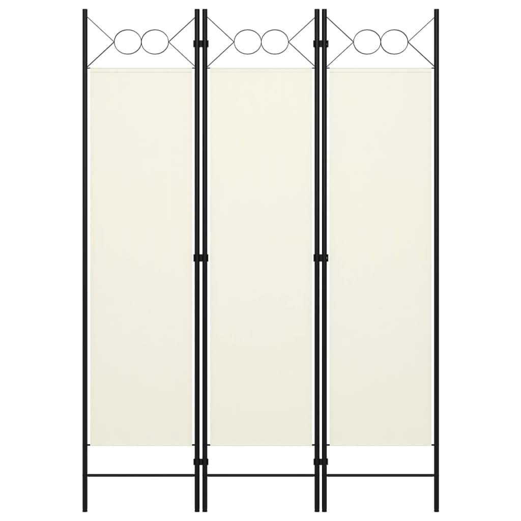 White 3-Panel Folding Room Divider with Circle Design