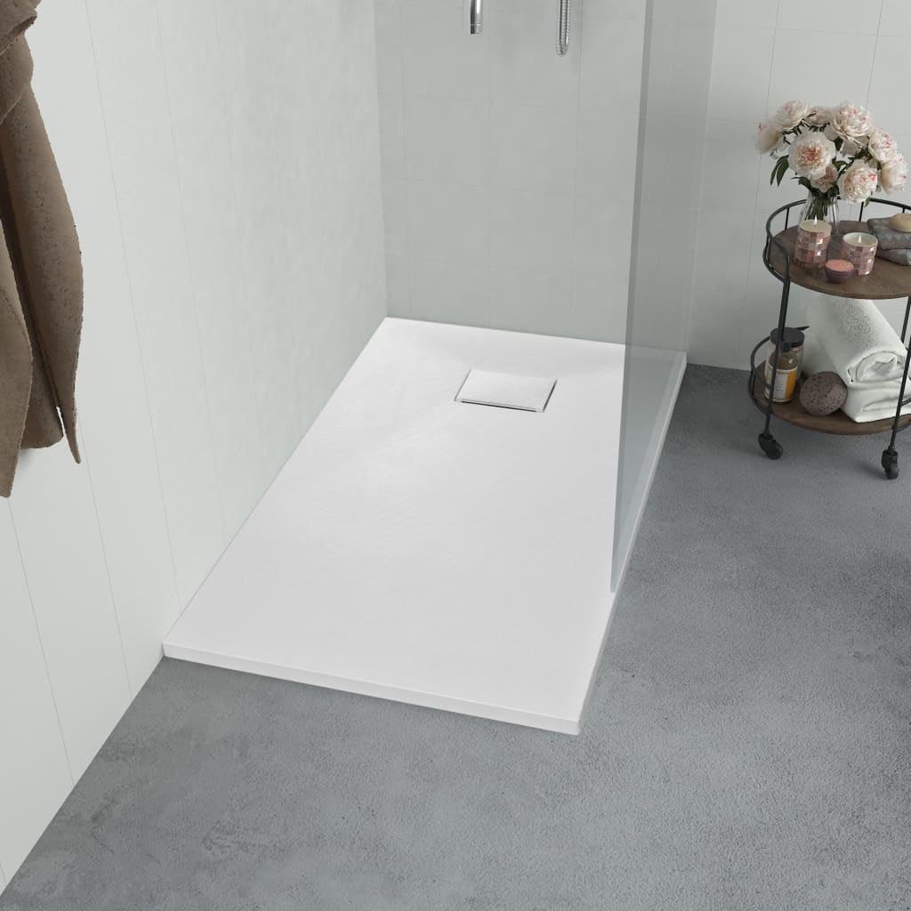 White Rectangular SMC Shower Base Pan with Center Drain