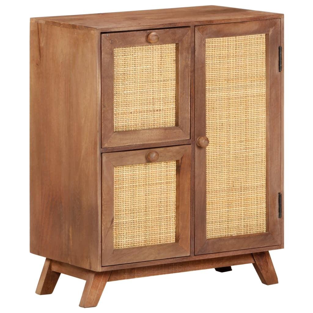 Rustic Charm Solid Mango Wood Sideboard with Steel Accents