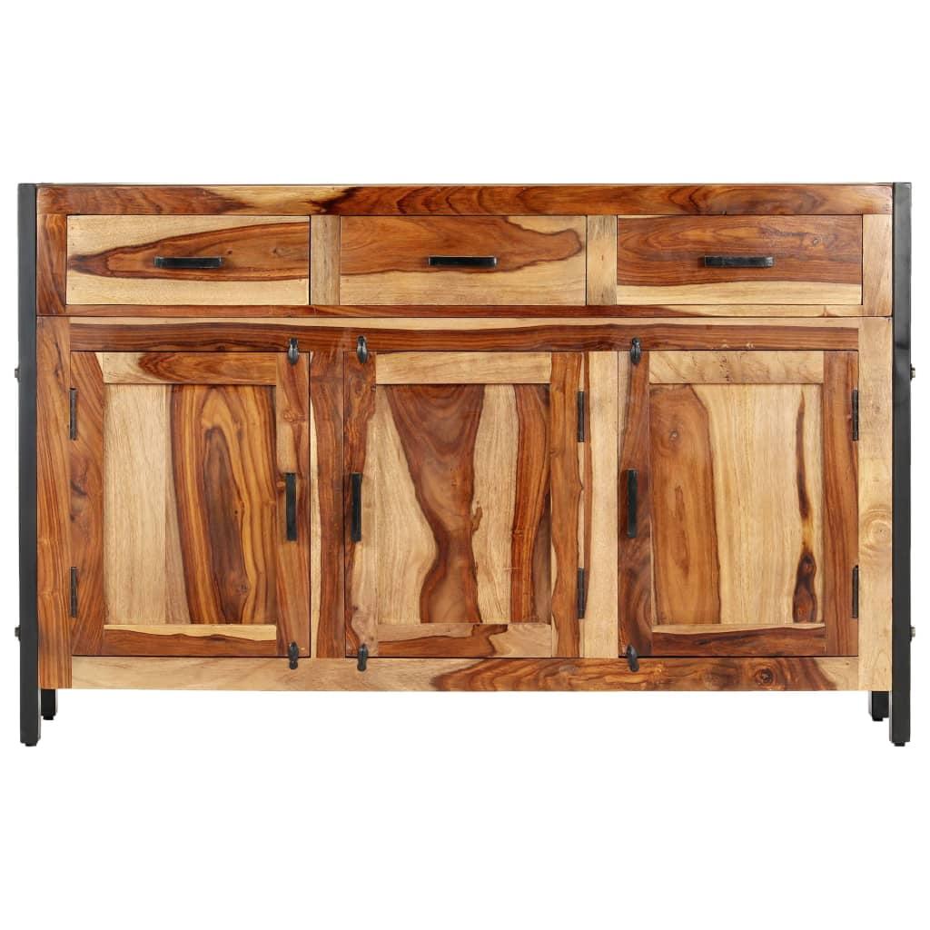 Solid Sheesham Wood Sideboard with Steel Frame, 47.2"