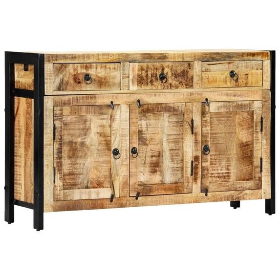 Anself Sideboard with 3 Doors Compartments and 3 Drawers Mango Wood Storage Cabinet End Table for Living Room, Kitchen, Bedroom, Entryway Home Furniture 47.2 x 13.8 x 29.9 Inches (W x D x H)