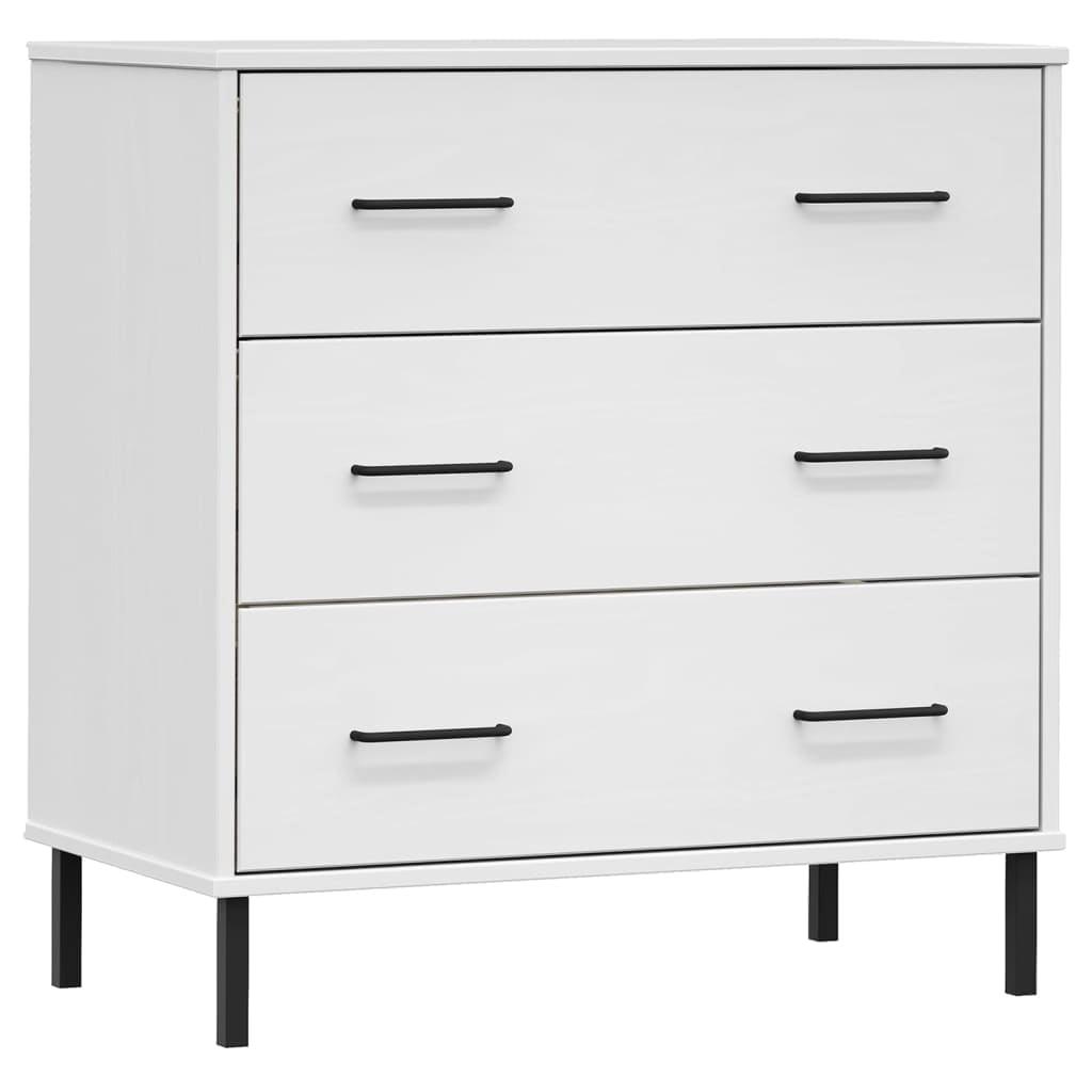 Oslo Industrial White Pine Wood Sideboard with Metal Legs