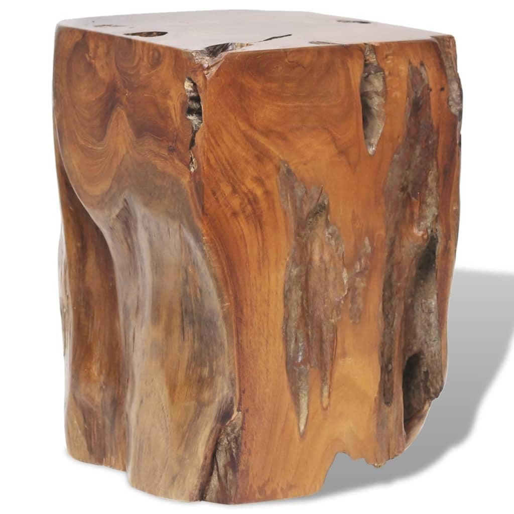 Rustic Charm Solid Teak Wood Block Stool 11.8"x15.7"