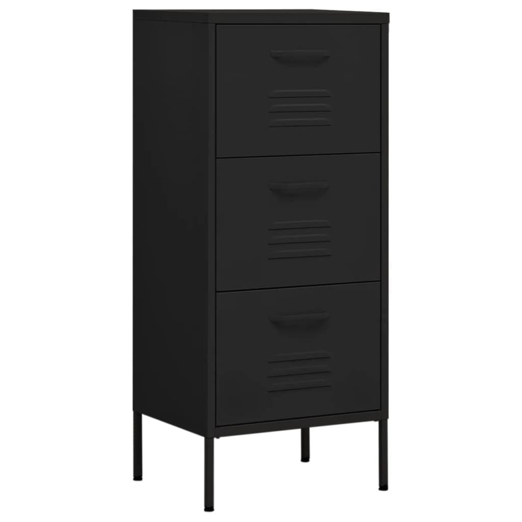 Black Steel Office Cabinet with Adjustable Shelving